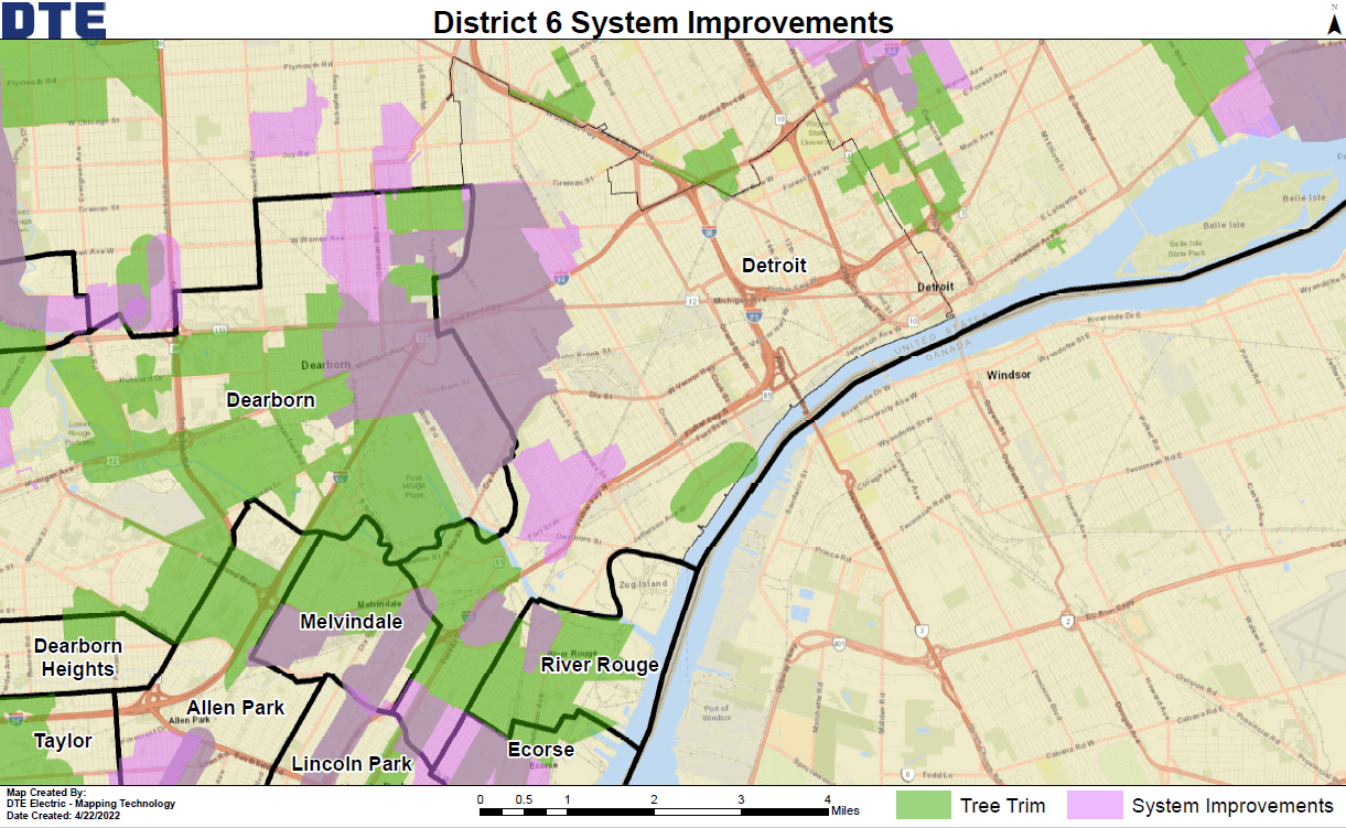 graphic map of the Detroit District 6 area