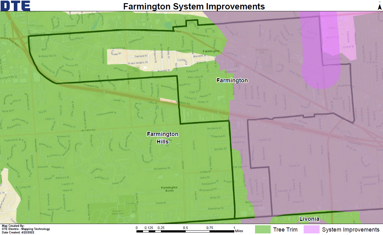 graphic map of the Farmington area