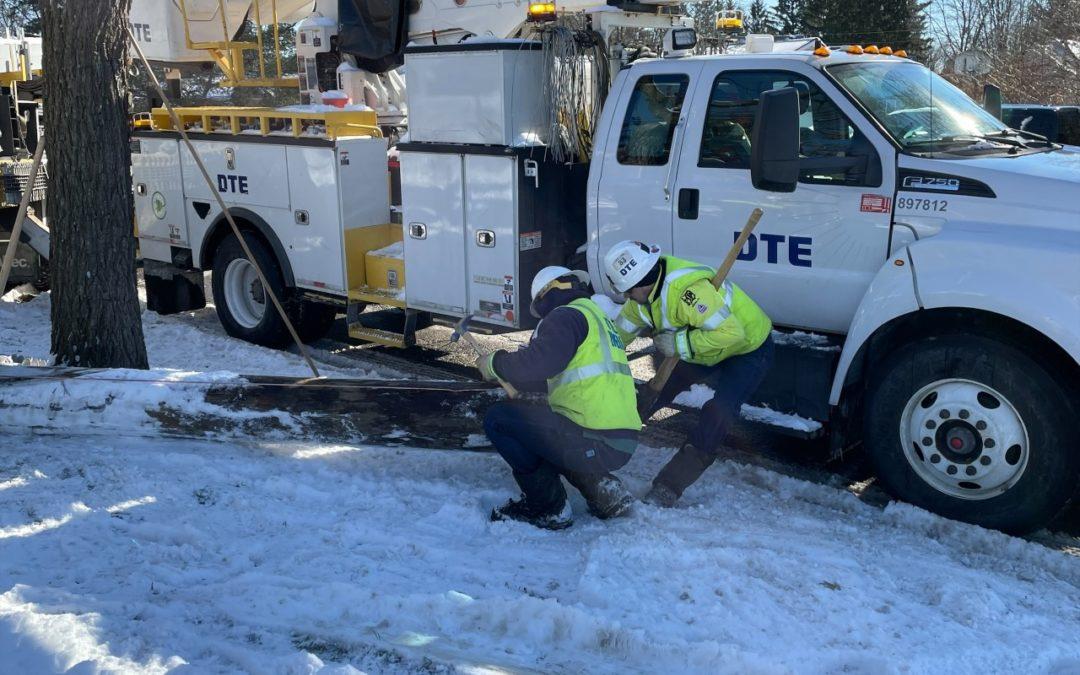 1/3 – DTE crews replace several poles in Highland