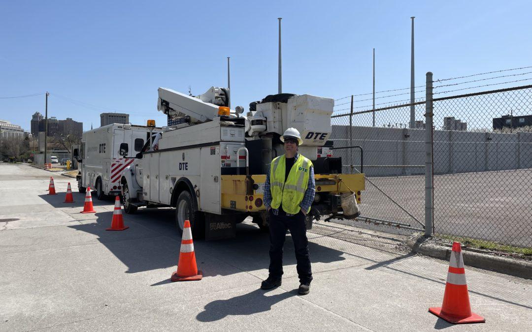 Crews connect cable to new substation