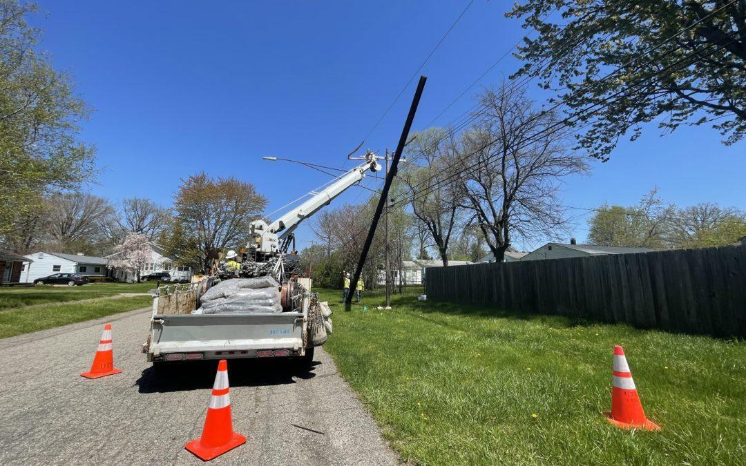 Crews install six new utility poles to improve reliability