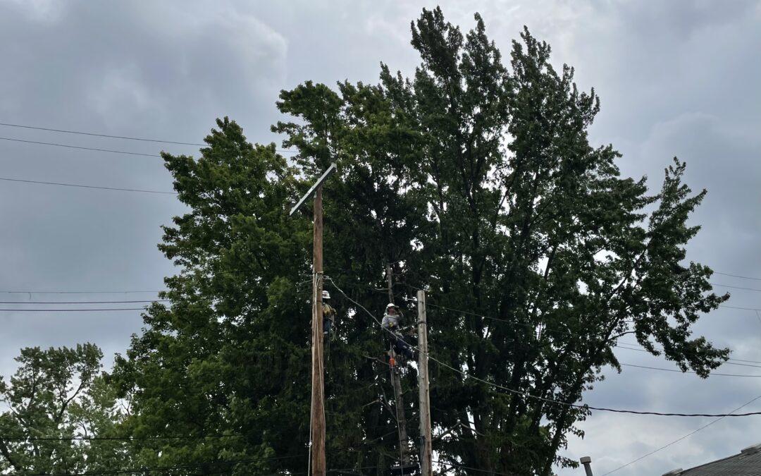 Crews improving the overhead system in Royal Oak