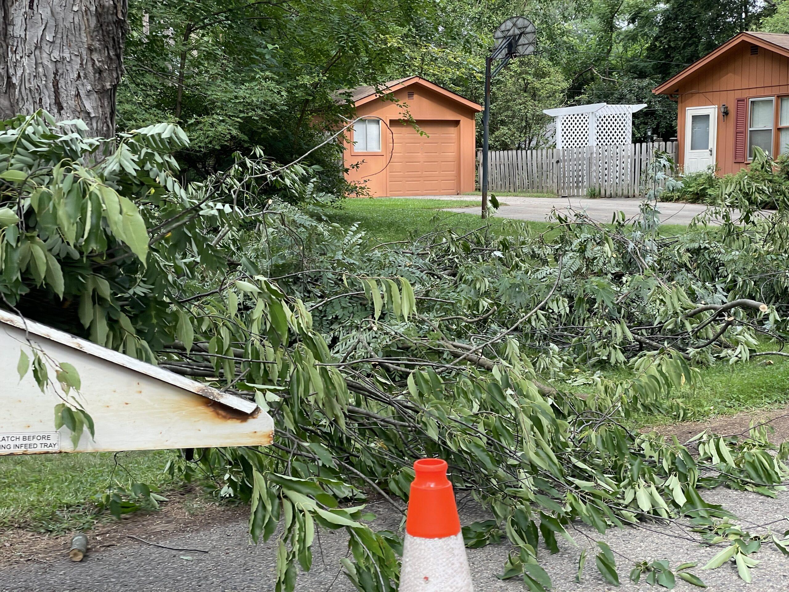 Tree trim crews work near Middle Straits Lake in West Bloomfield ...