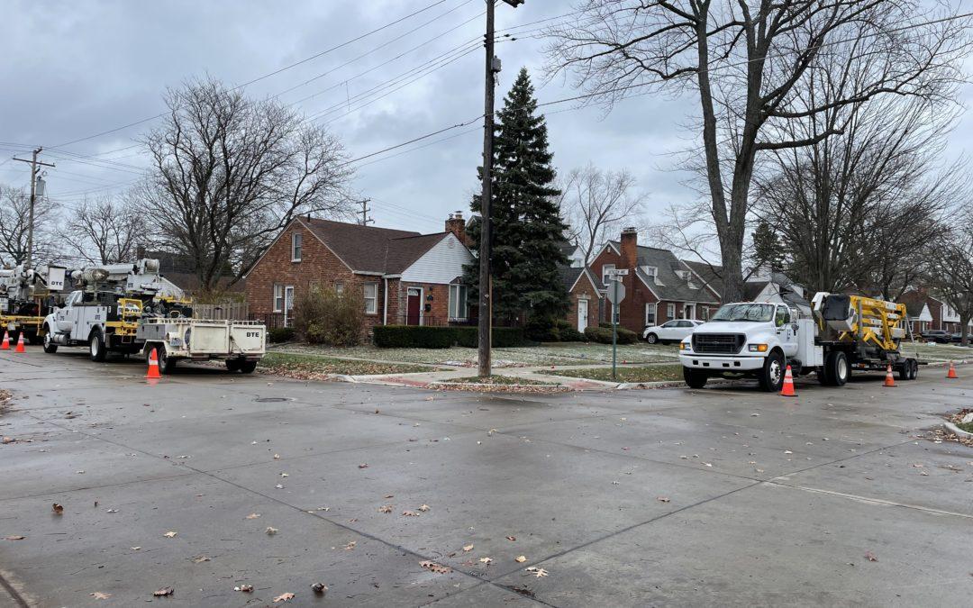 Linemen and tree trimmers keep power flowing in Gross Pointe Woods