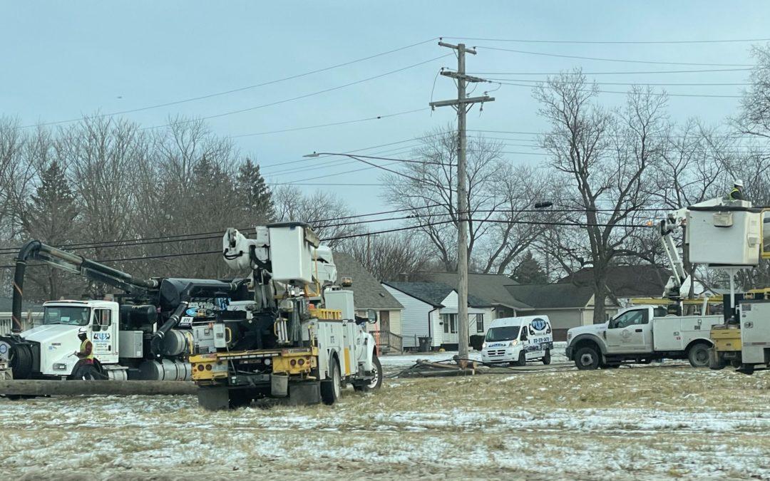 Overhead crews upgrade poles in Inkster after truck accident