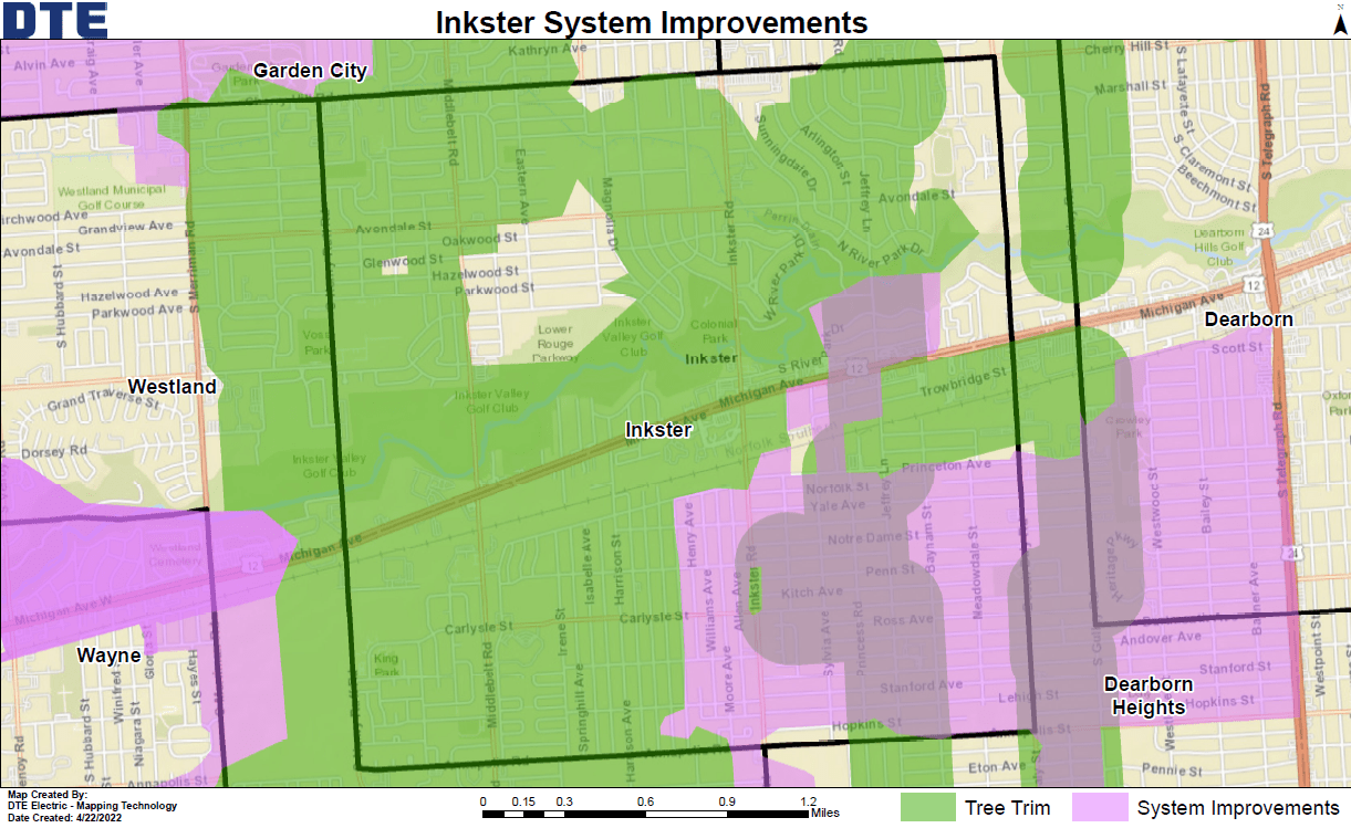 graphic map of the Inkster area