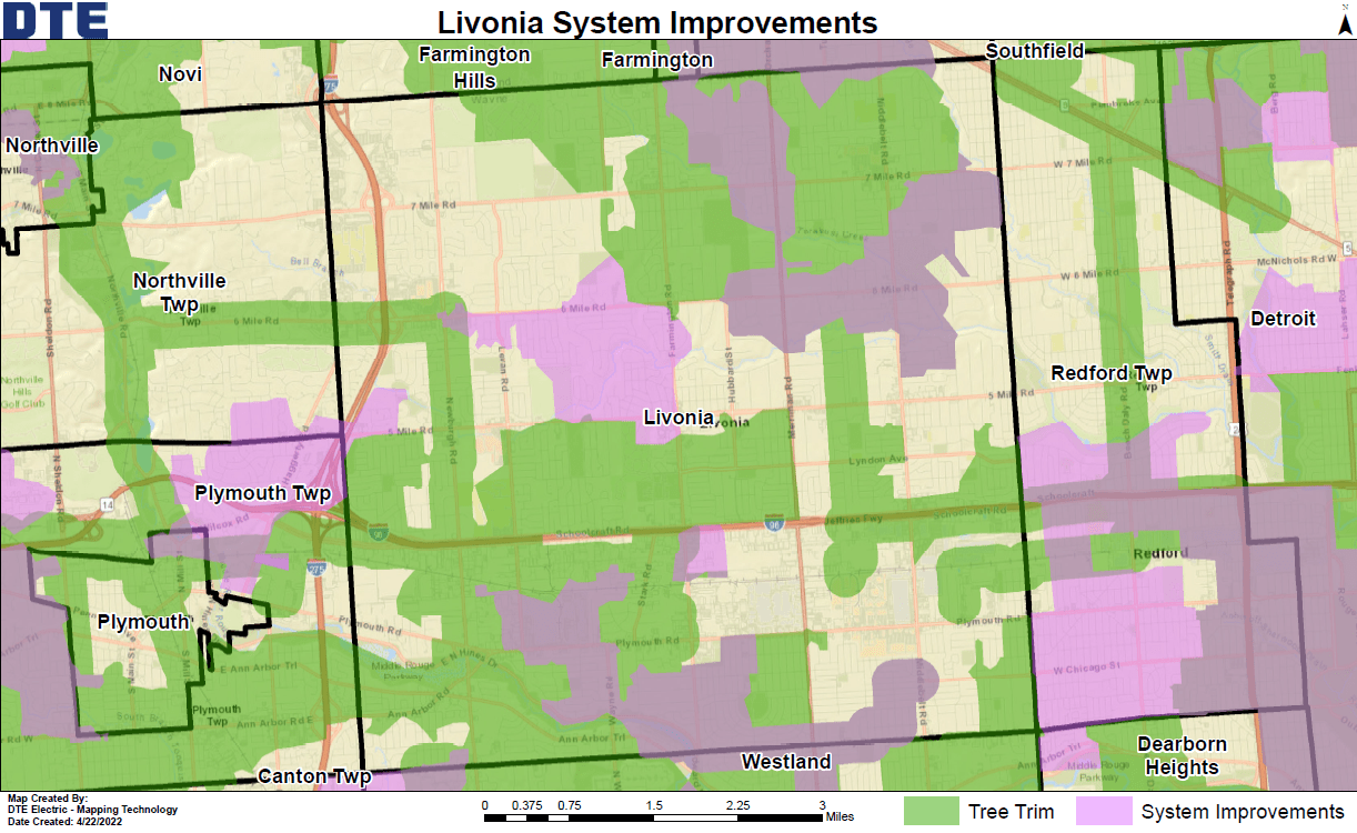 graphic map of the Livonia area