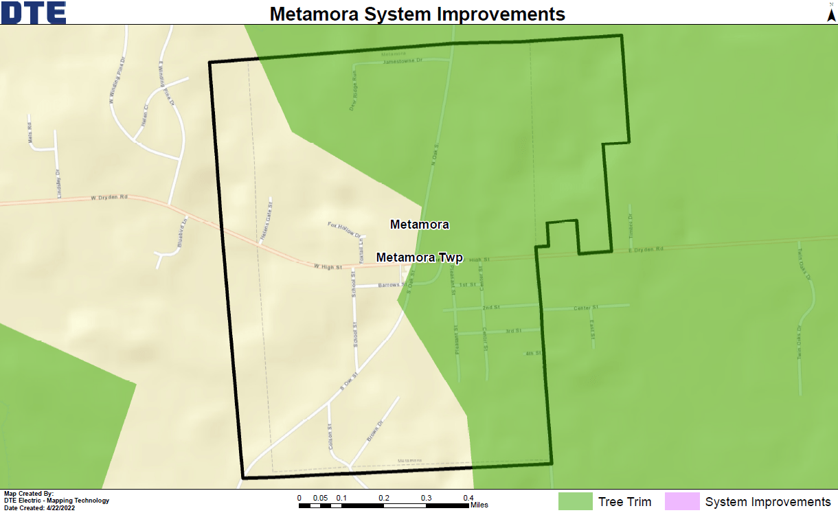 graphic map of the Metamora area