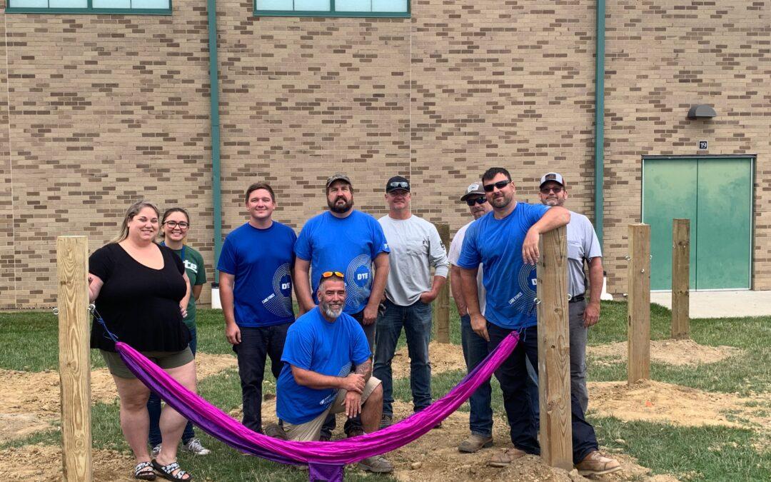 Students swing into reading with hammock gardens