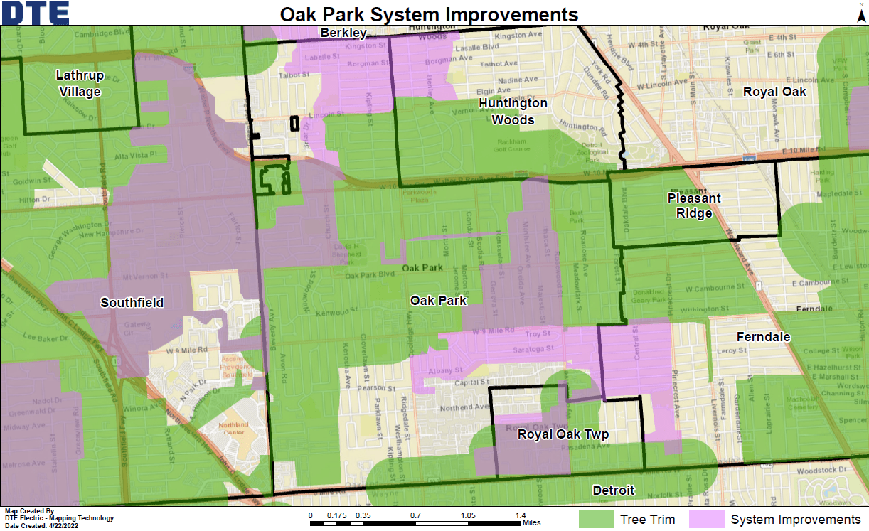 graphic map of the Oak Park area