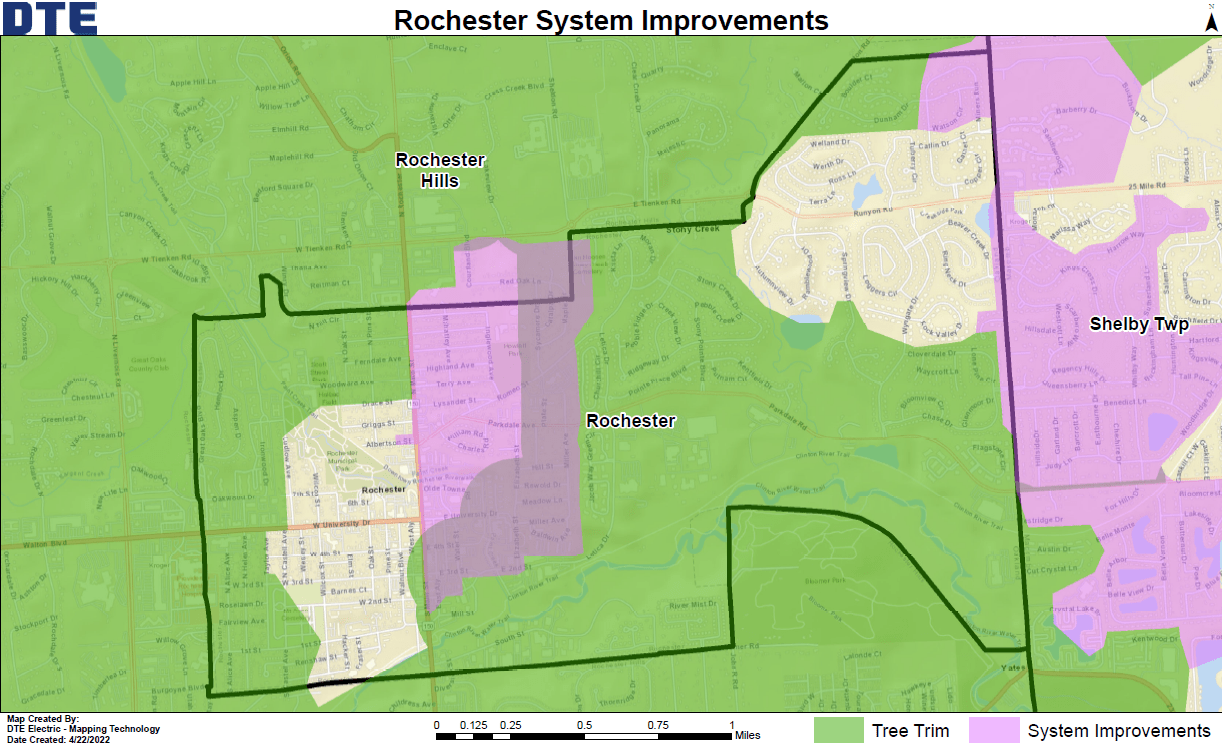 graphic map of the Rochester area