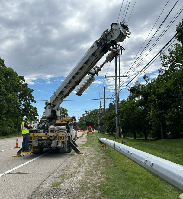 New steel poles part of grid rebuilding in NE Ann Arbor