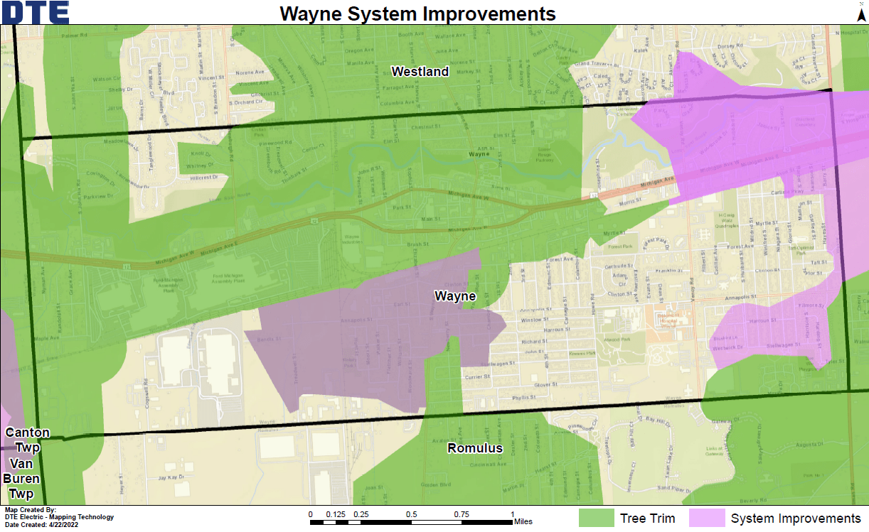 graphic map of the Wayne area