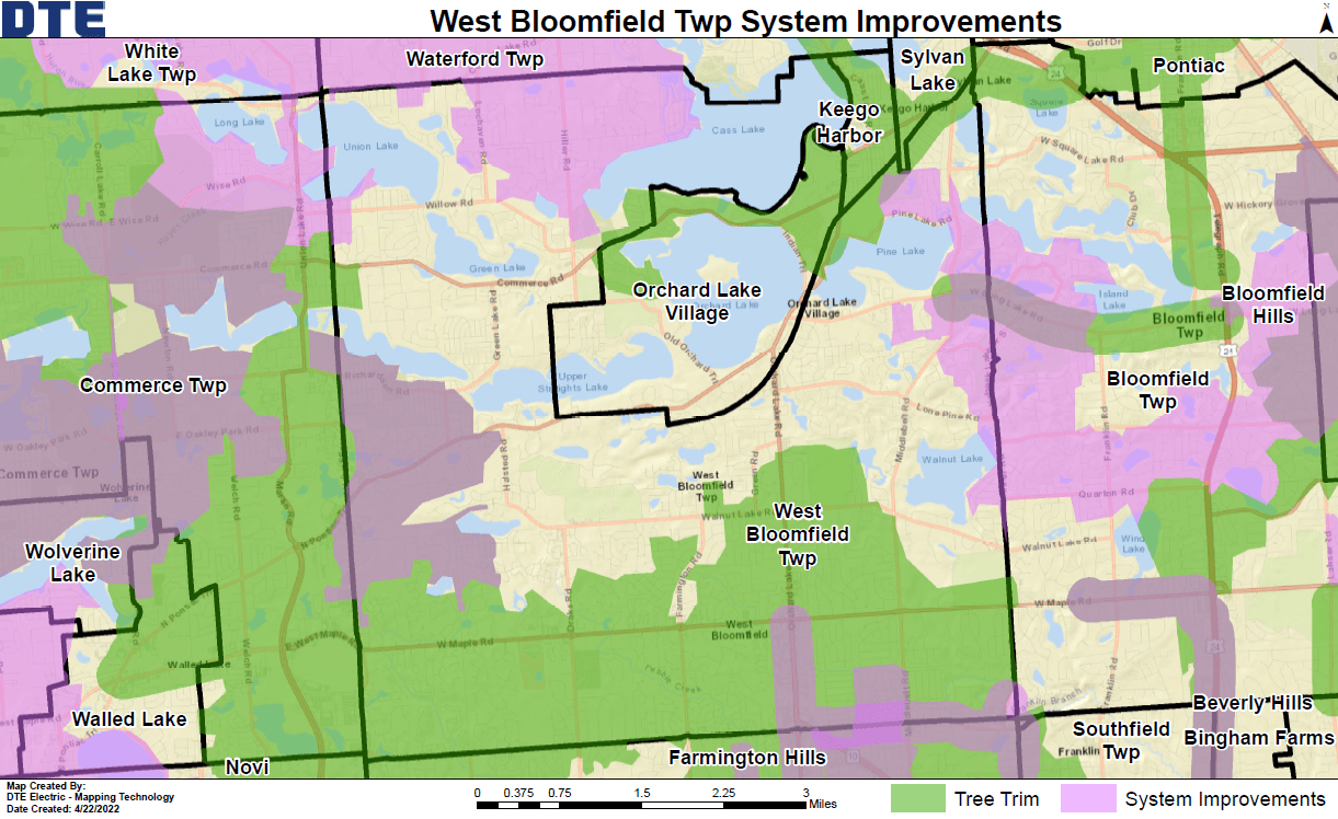 graphic map of the West Bloomfield area