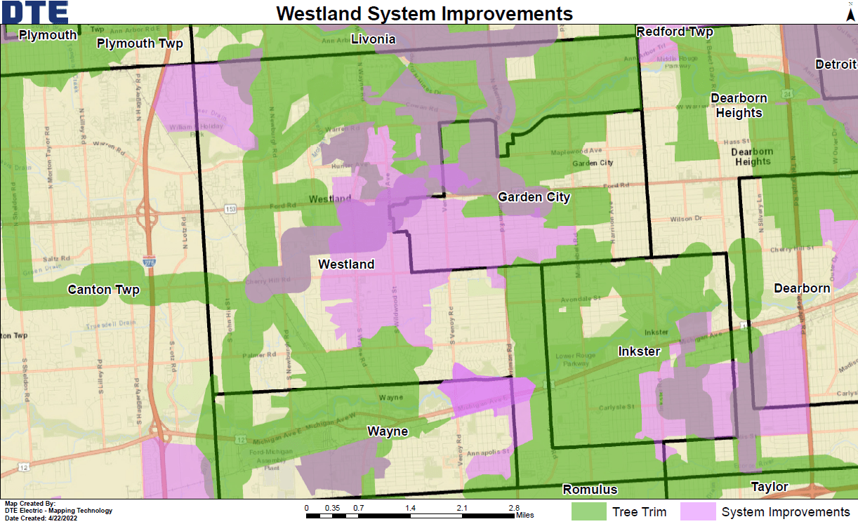 graphic area map of the Westland area