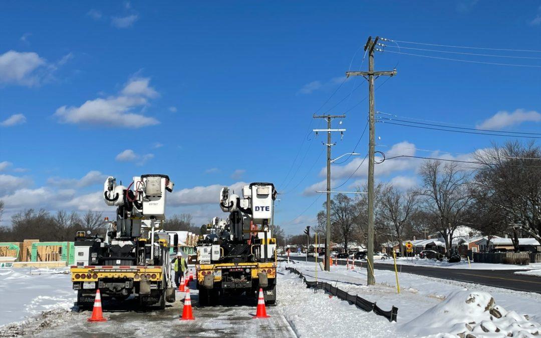 1/25 – DTE crews prepare poles for new construction